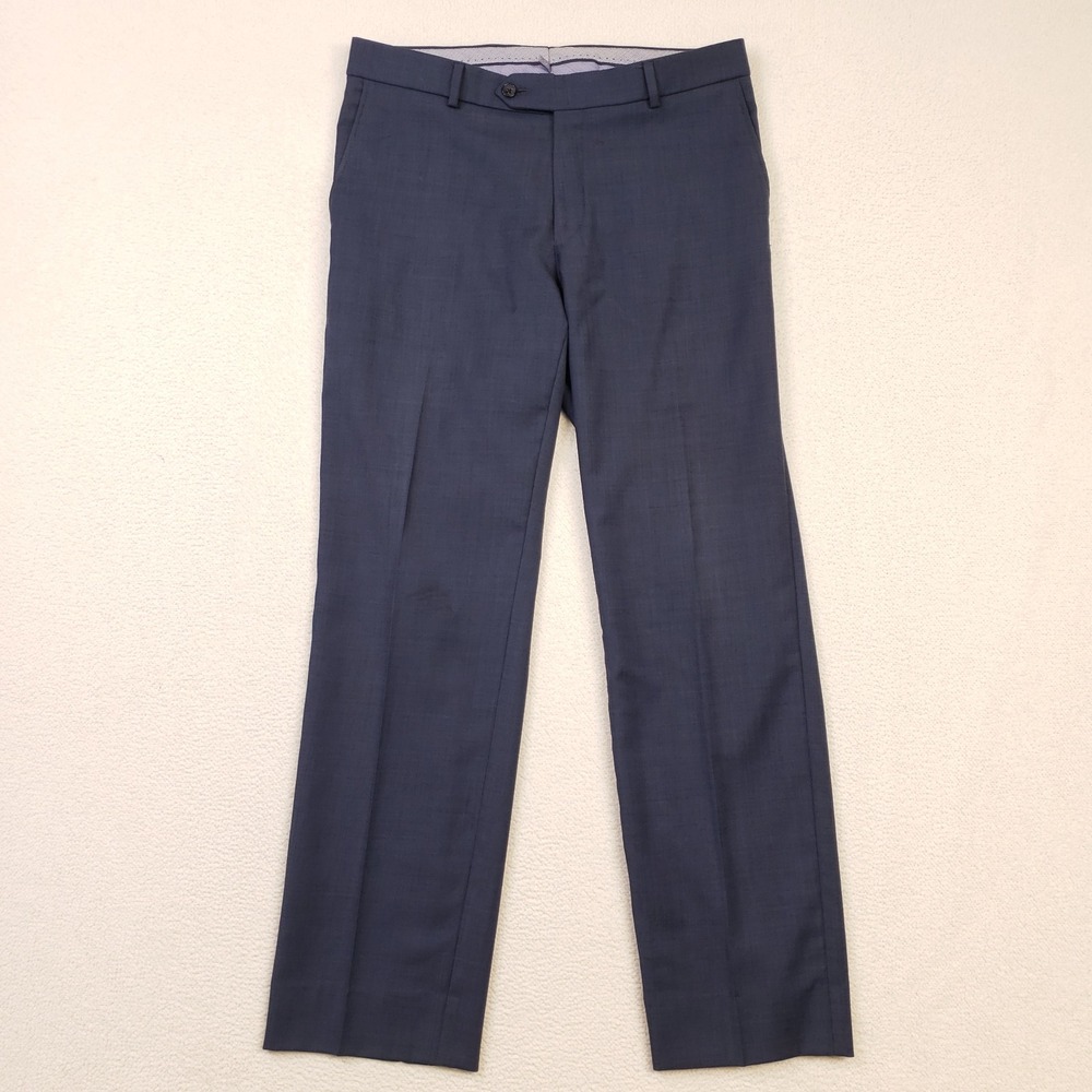 Ballin Dress Pants Mens 33 Navy Blue Wool Super 110s Flat Front Made in Canada